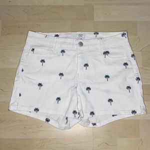 White Denim Shorts w/ Embroidered Pattern